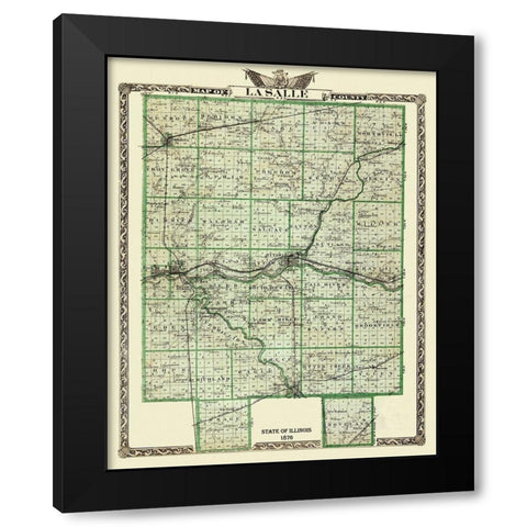 La Salle Illinois Landowner - Warner 1876 Black Modern Wood Framed Art Print with Double Matting by Warner