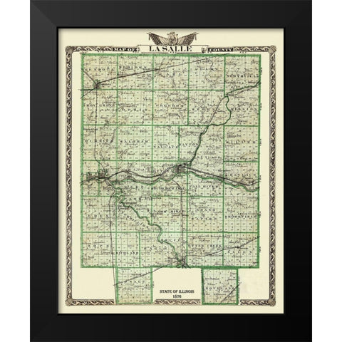 La Salle Illinois Landowner - Warner 1876 Black Modern Wood Framed Art Print by Warner