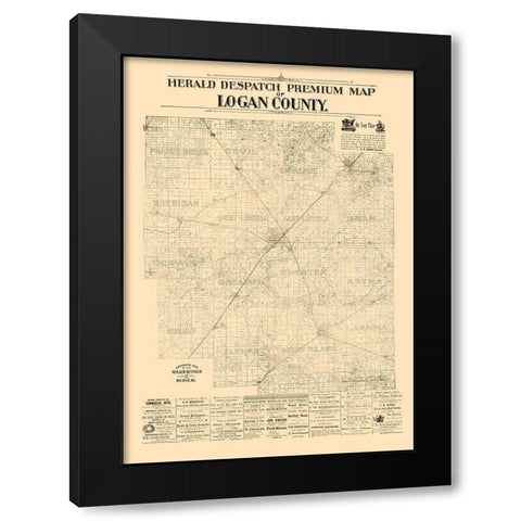 Logan County Illinois - Herald Despatch 1861  Black Modern Wood Framed Art Print with Double Matting by Herald Despatch