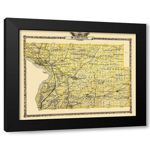 Madison Illinois Landowner - Warner 1876 Black Modern Wood Framed Art Print with Double Matting by Warner
