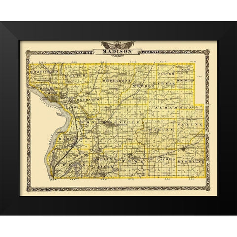 Madison Illinois Landowner - Warner 1876 Black Modern Wood Framed Art Print by Warner