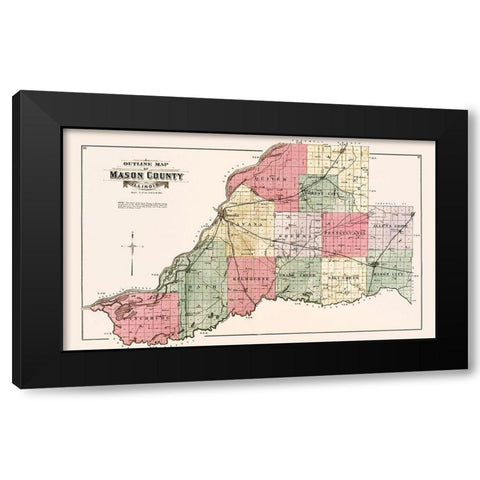 Mason Illinois - Ogle 1891 Black Modern Wood Framed Art Print by Ogle