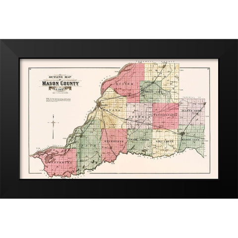 Mason Illinois - Ogle 1891 Black Modern Wood Framed Art Print by Ogle