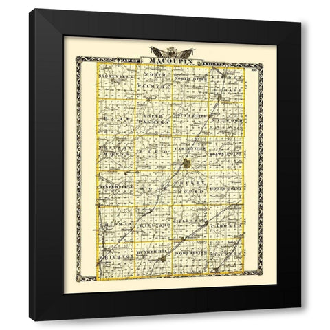 Macoupin Illinois Landowner - Warner 1870 Black Modern Wood Framed Art Print with Double Matting by Warner