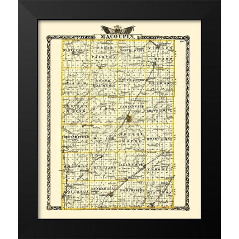 Macoupin Illinois Landowner - Warner 1870 Black Modern Wood Framed Art Print by Warner