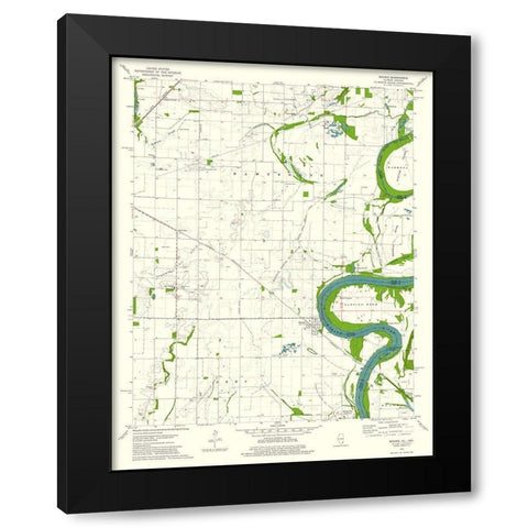 Maunie Illinois Quad - USGS 1974 Black Modern Wood Framed Art Print with Double Matting by USGS