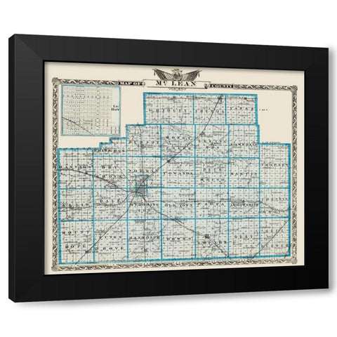 Mclean Illinois Landowner - Warner 1876 Black Modern Wood Framed Art Print with Double Matting by Warner