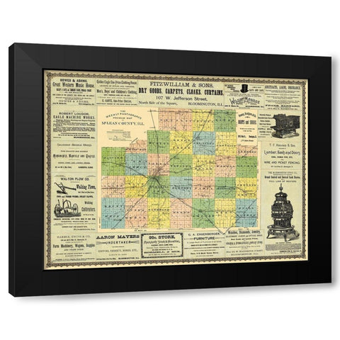 Mclean  Bloomington Illinois - Hambaugh 1886 Black Modern Wood Framed Art Print by Hambaugh