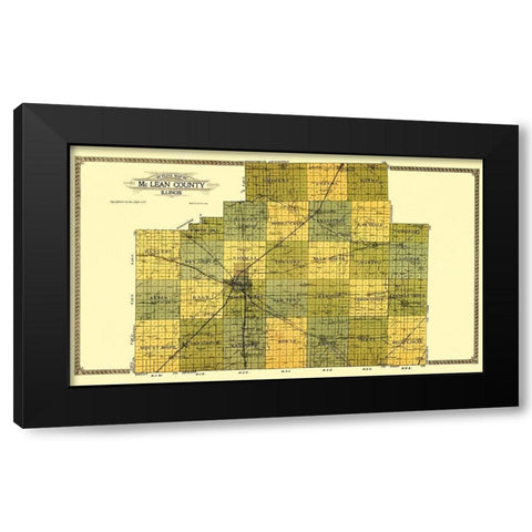 Mclean Illinois - Ogle 1914 Black Modern Wood Framed Art Print with Double Matting by Ogle