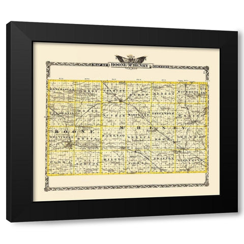 Mchenry Boone Illinois Landowner - Warner 1870 Black Modern Wood Framed Art Print with Double Matting by Warner