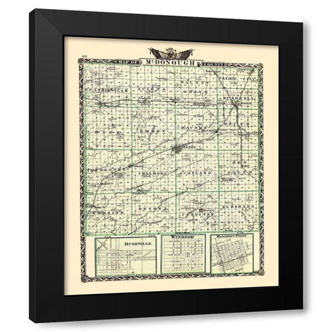 Mcdonough Illinois Landowner - Warner 1870 Black Modern Wood Framed Art Print with Double Matting by Warner
