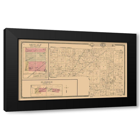 Metcalf, Elbridge, Shiloh  Illinois - Ogle 1910 Black Modern Wood Framed Art Print with Double Matting by Ogle