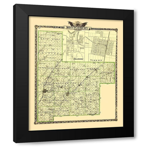 Montgomery Illinois Landowner - Warner 1870 Black Modern Wood Framed Art Print with Double Matting by Warner