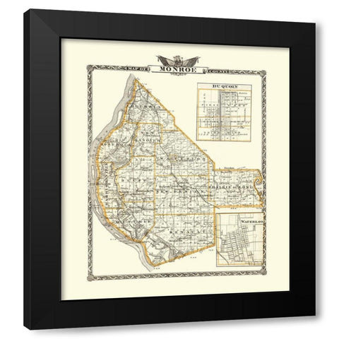 Monroe Illinois Landowner - Warner 1876 Black Modern Wood Framed Art Print with Double Matting by Warner