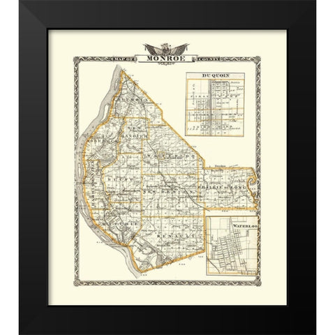 Monroe Illinois Landowner - Warner 1876 Black Modern Wood Framed Art Print by Warner