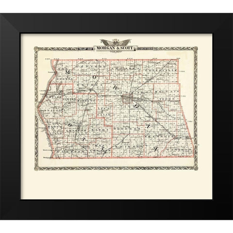 Morgan  Scott Illinois Landowner - Warner 1876 Black Modern Wood Framed Art Print by Warner