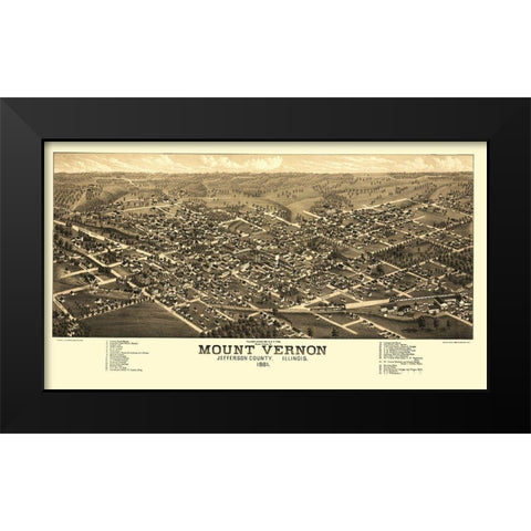 Mount Vernon Illinois - Polk 1881 Black Modern Wood Framed Art Print by Polk