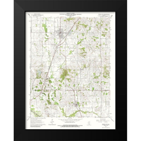 Norris City Illinois Quad - USGS 1963 Black Modern Wood Framed Art Print by USGS