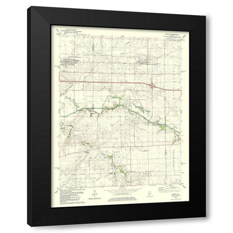 Niantic Illinois Quad - USGS 1982 Black Modern Wood Framed Art Print with Double Matting by USGS