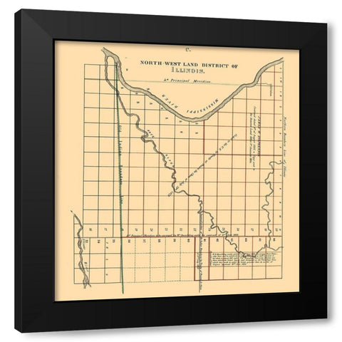 Northwest Land District Illinois - Spaulding 1836 Black Modern Wood Framed Art Print by Spaulding