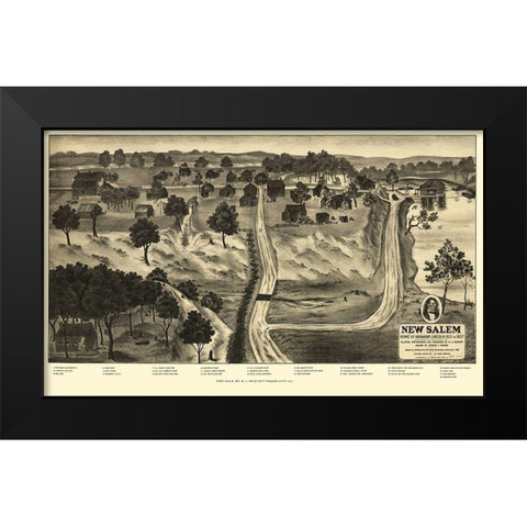 New Salem Illinois - Onstott 1909 Black Modern Wood Framed Art Print by Onstott