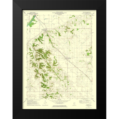 Oakford Illinois Quad - USGS 1971 Black Modern Wood Framed Art Print by USGS
