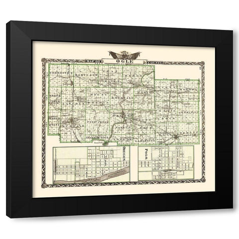 Ogle Illinois Landowner - Warner 1870 Black Modern Wood Framed Art Print by Warner