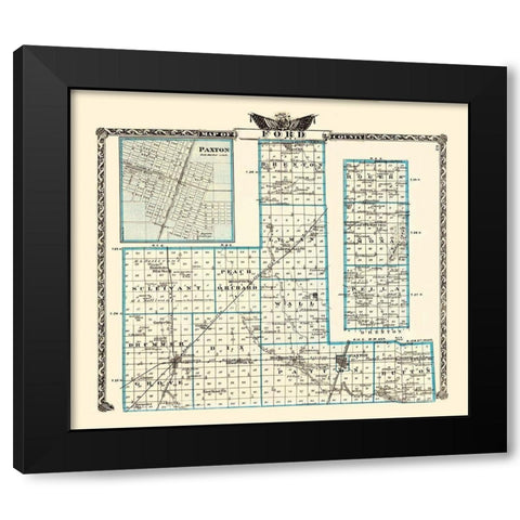 Ford Illinois Landowner - Warner 1870 Black Modern Wood Framed Art Print with Double Matting by Warner