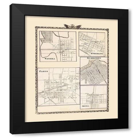 Watseka Mt Sterling Beardstown Arcola Paris Black Modern Wood Framed Art Print with Double Matting by Warner