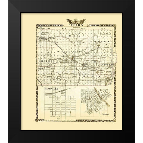 Perry Illinois Landowner - Warner 1876 Black Modern Wood Framed Art Print by Warner