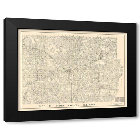 Perry County Illinois - Standard Engineering 1908  Black Modern Wood Framed Art Print by Standard Engineering