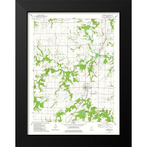 Plymouth Illinois Quad - USGS 1974 Black Modern Wood Framed Art Print by USGS
