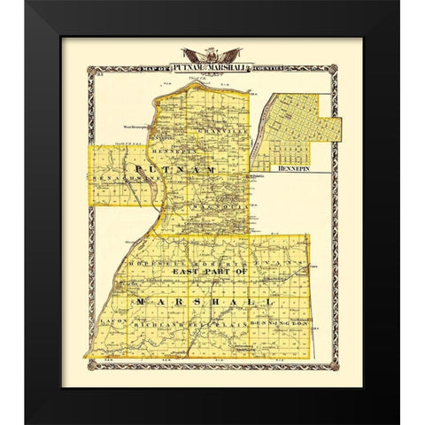 Putnam  Marshall Illinois - Warner 1870 Black Modern Wood Framed Art Print by Warner