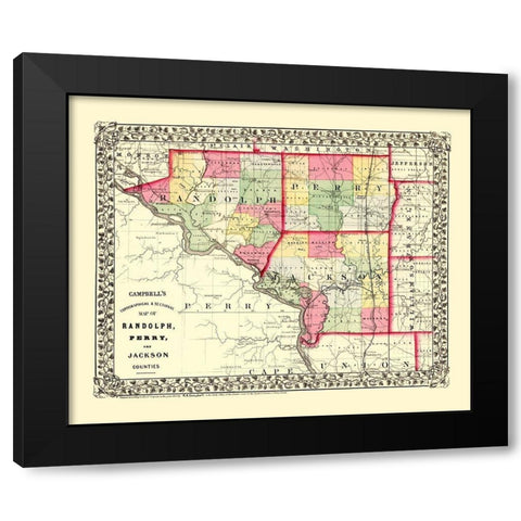 Randolph  Perry  Jackson Illinois - Campbell 1850 Black Modern Wood Framed Art Print by Campbell