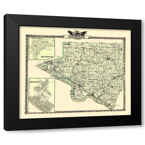 Randolph Illinois Landowner - Warner 1870 Black Modern Wood Framed Art Print with Double Matting by Warner