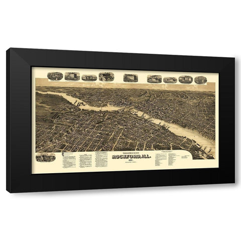 Rockford Illinois - Beck 1891 Black Modern Wood Framed Art Print by Beck