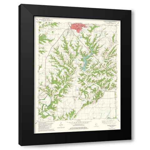 South Rushville Illinois Quad - USGS 1981 Black Modern Wood Framed Art Print with Double Matting by USGS