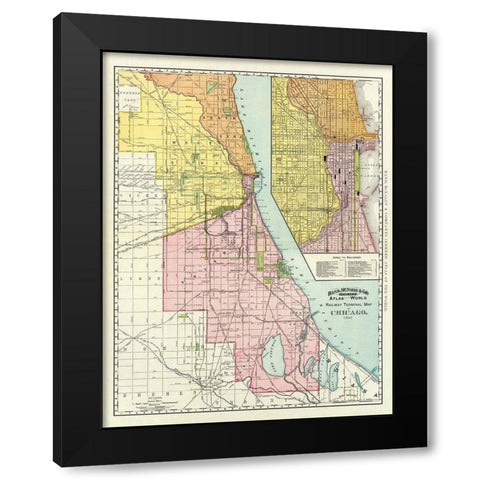 Chicago Illinois Railway Terminal - 1892 Black Modern Wood Framed Art Print by Unknown