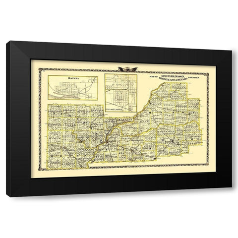 Schuyler Mason Brown Cass Menard IL Landowner Black Modern Wood Framed Art Print with Double Matting by Warner