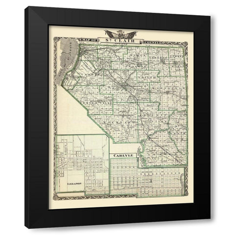 St Clair Illinois Landowner - Warner 1876 Black Modern Wood Framed Art Print with Double Matting by Warner