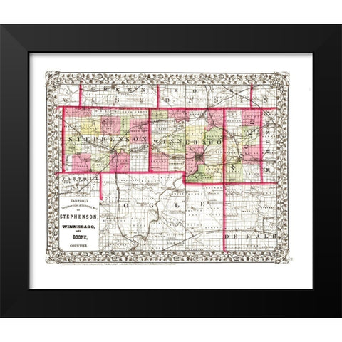 Stephenson  Winnebago  Boone Illinois Black Modern Wood Framed Art Print by Campbell