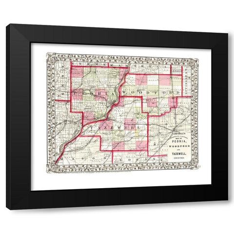 Peoria  Woodford  Tazewell Illinois - Campbell Black Modern Wood Framed Art Print by Campbell