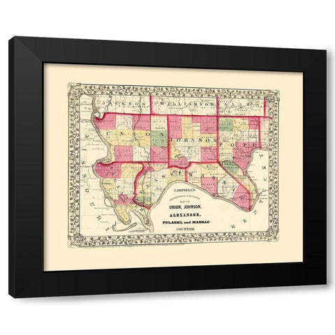 Union Johnson Alexander Pulaski Massac Illinois Black Modern Wood Framed Art Print with Double Matting by Campbell