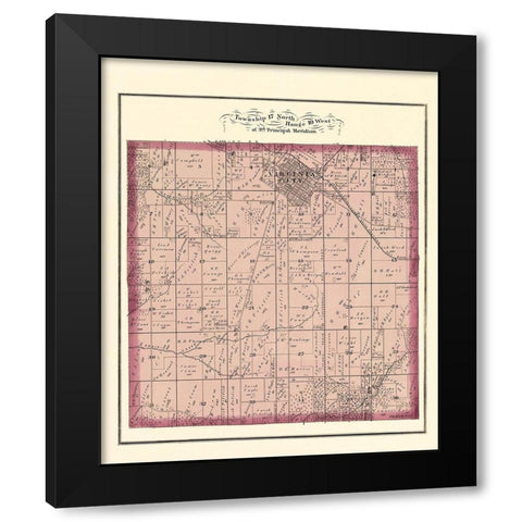 Virginia Illinois Landowner - Brink 1874 Black Modern Wood Framed Art Print with Double Matting by Brink