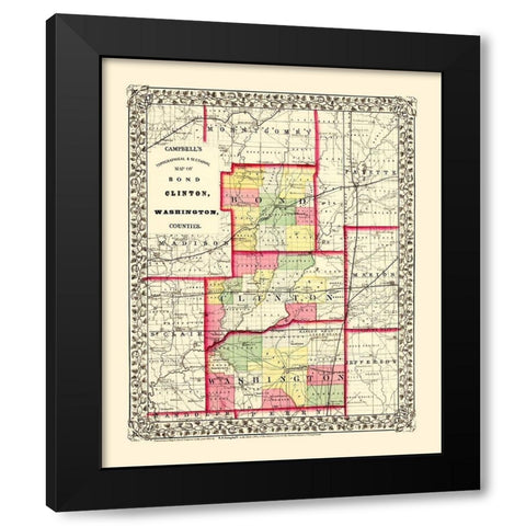 Washington  Bond  Clinton Illinois - Campbell 1850 Black Modern Wood Framed Art Print by Campbell