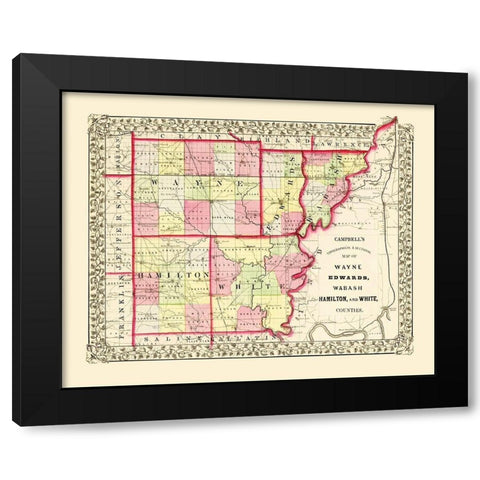 Wayne Edwards Wabash Hamilton White Illinois Black Modern Wood Framed Art Print with Double Matting by Campbell