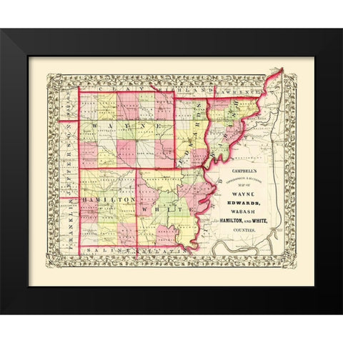 Wayne Edwards Wabash Hamilton White Illinois Black Modern Wood Framed Art Print by Campbell