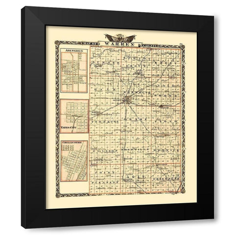 Warren Illinois Landowner - Warner 1870 Black Modern Wood Framed Art Print with Double Matting by Warner