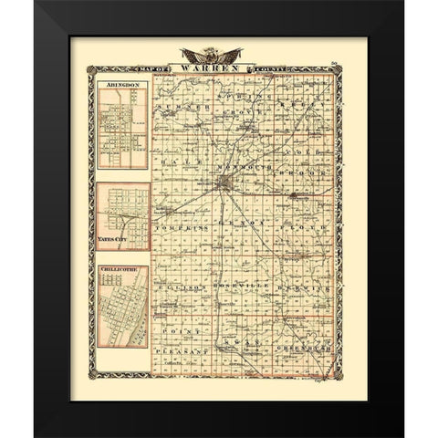 Warren Illinois Landowner - Warner 1870 Black Modern Wood Framed Art Print by Warner