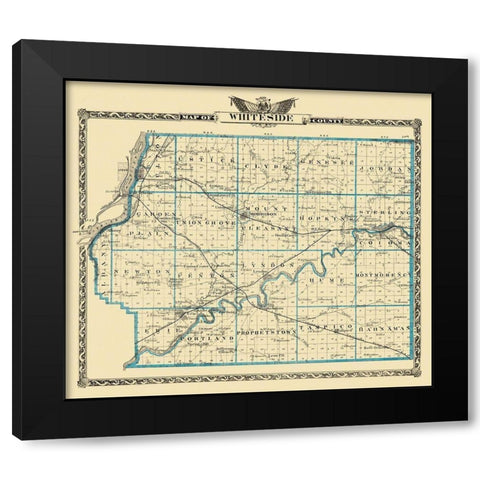 Whiteside Illinois Landowner - Warner 1876 Black Modern Wood Framed Art Print with Double Matting by Warner